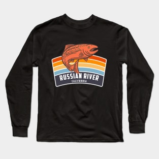 Russian River California Salmon Fishing Graphic Long Sleeve T-Shirt